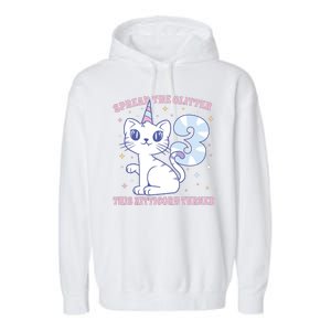 Spread The Glitter This Kitticorn Turned 3 Birthday Gift Garment-Dyed Fleece Hoodie