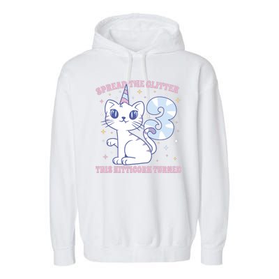 Spread The Glitter This Kitticorn Turned 3 Birthday Gift Garment-Dyed Fleece Hoodie