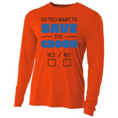 Save The Groom Funny Bachelor Cooling Performance Long Sleeve Crew