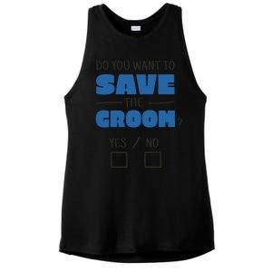 Save The Groom Funny Bachelor Ladies PosiCharge Tri-Blend Wicking Tank