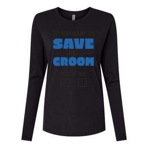 Save The Groom Funny Bachelor Womens Cotton Relaxed Long Sleeve T-Shirt