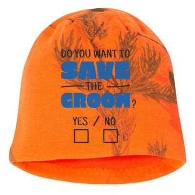 Save The Groom Funny Bachelor Kati - Camo Knit Beanie