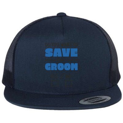 Save The Groom Funny Bachelor Flat Bill Trucker Hat