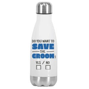 Save The Groom Funny Bachelor Stainless Steel Insulated Water Bottle