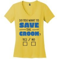 Save The Groom Funny Bachelor Women's V-Neck T-Shirt