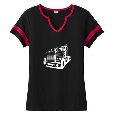 Semi Truck Gift For Truck Driver Ladies Halftime Notch Neck Tee