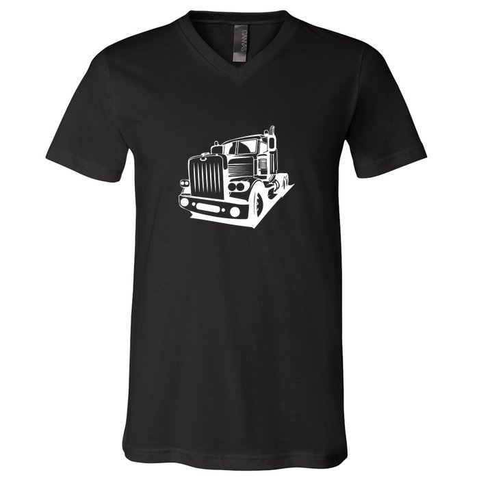 Semi Truck Gift For Truck Driver V-Neck T-Shirt