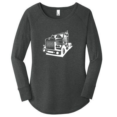 Semi Truck Gift For Truck Driver Women's Perfect Tri Tunic Long Sleeve Shirt