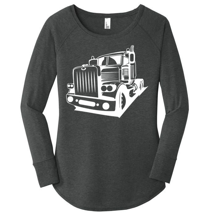 Semi Truck Gift For Truck Driver Women's Perfect Tri Tunic Long Sleeve Shirt