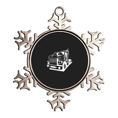 Semi Truck Gift For Truck Driver Metallic Star Ornament