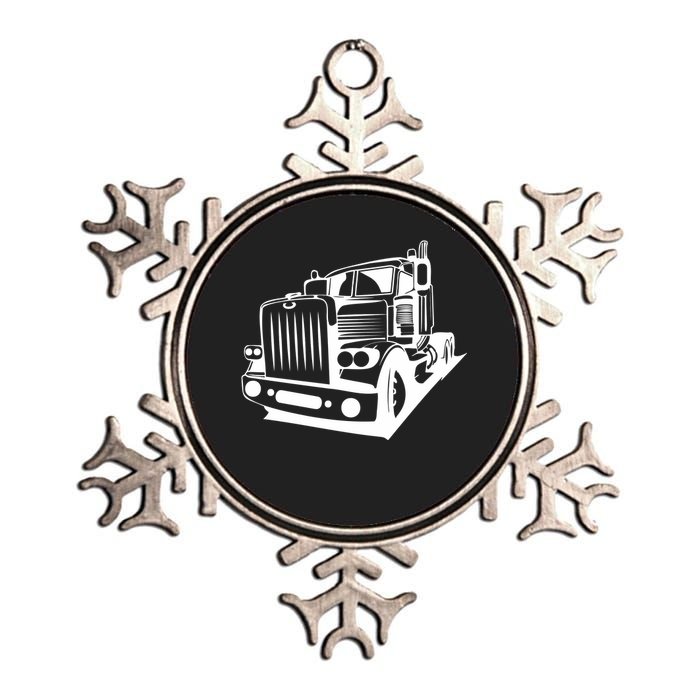 Semi Truck Gift For Truck Driver Metallic Star Ornament