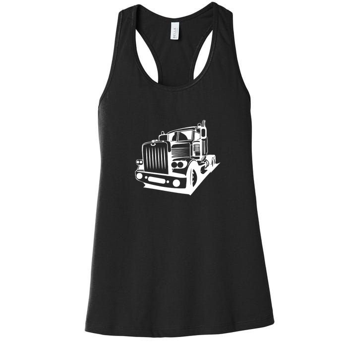 Semi Truck Gift For Truck Driver Women's Racerback Tank