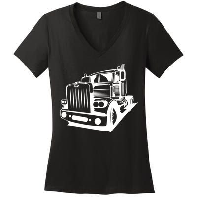 Semi Truck Gift For Truck Driver Women's V-Neck T-Shirt