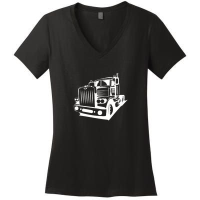 Semi Truck Gift For Truck Driver Women's V-Neck T-Shirt