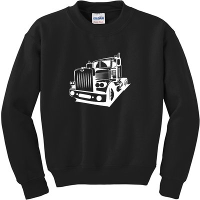 Semi Truck Gift For Truck Driver Kids Sweatshirt