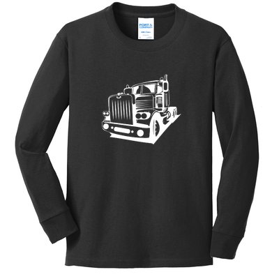 Semi Truck Gift For Truck Driver Kids Long Sleeve Shirt