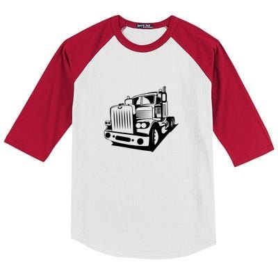 Semi Truck Gift For Truck Driver Kids Colorblock Raglan Jersey