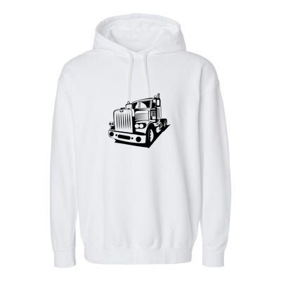 Semi Truck Gift For Truck Driver Garment-Dyed Fleece Hoodie