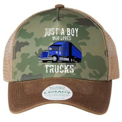 Semi Truck Gift Just A Boy Who Loves Trucks Legacy Tie Dye Trucker Hat