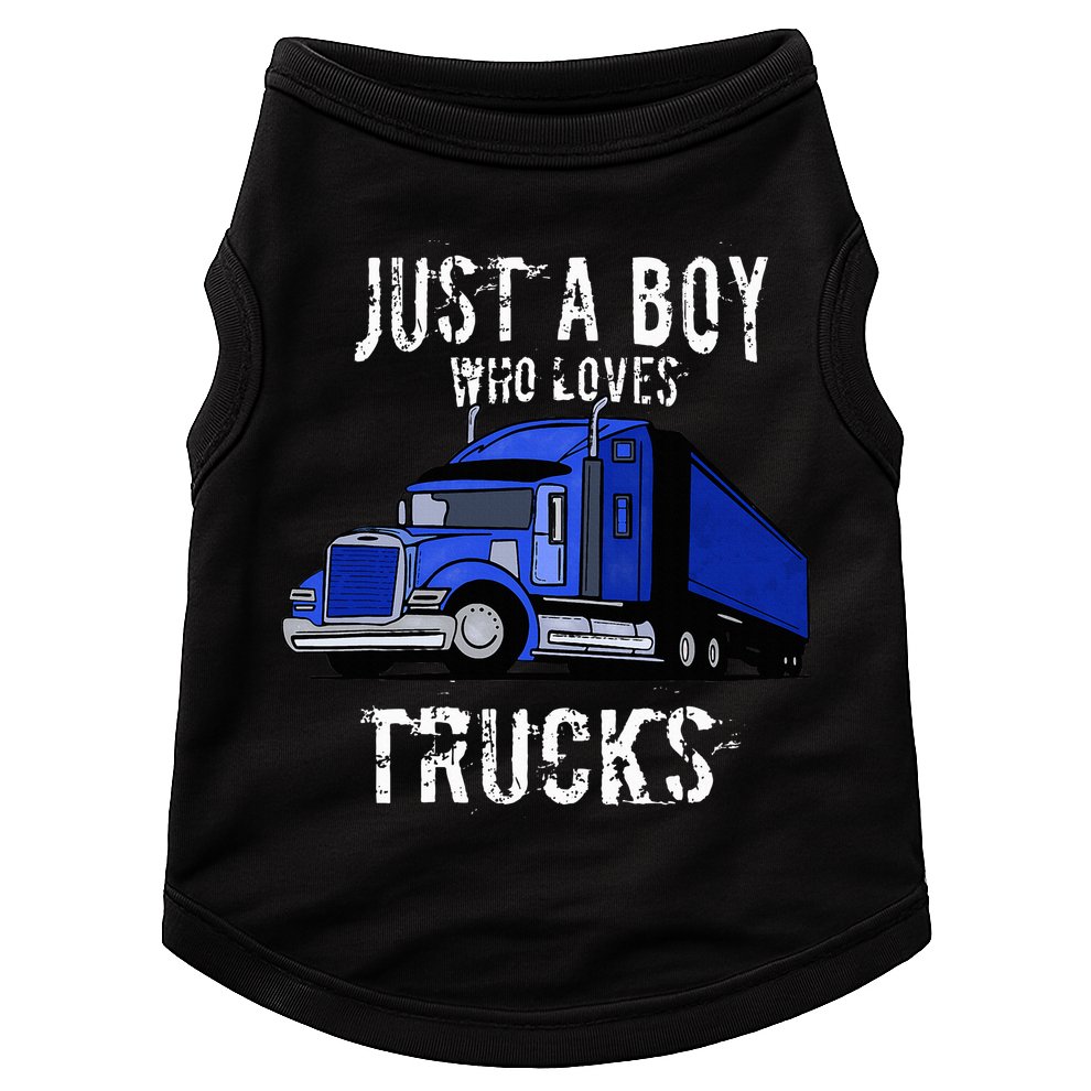 Semi Truck Gift Just A Boy Who Loves Trucks Doggie Tank