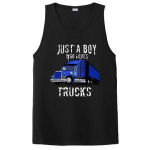 Semi Truck Gift Just A Boy Who Loves Trucks PosiCharge Competitor Tank