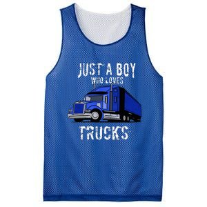 Semi Truck Gift Just A Boy Who Loves Trucks Mesh Reversible Basketball Jersey Tank