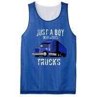 Semi Truck Gift Just A Boy Who Loves Trucks Mesh Reversible Basketball Jersey Tank