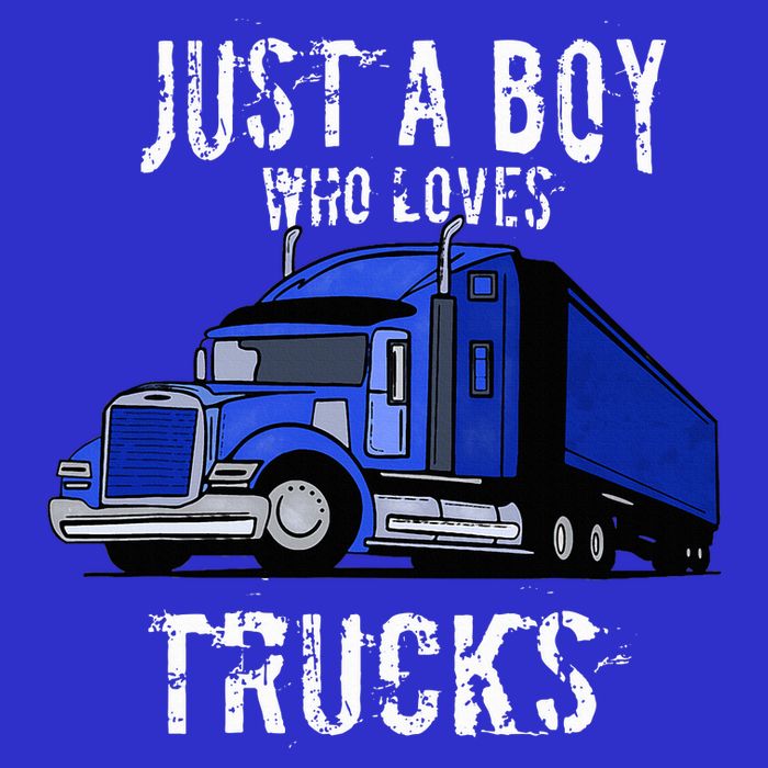 Semi Truck Gift Just A Boy Who Loves Trucks Kids Hoodie