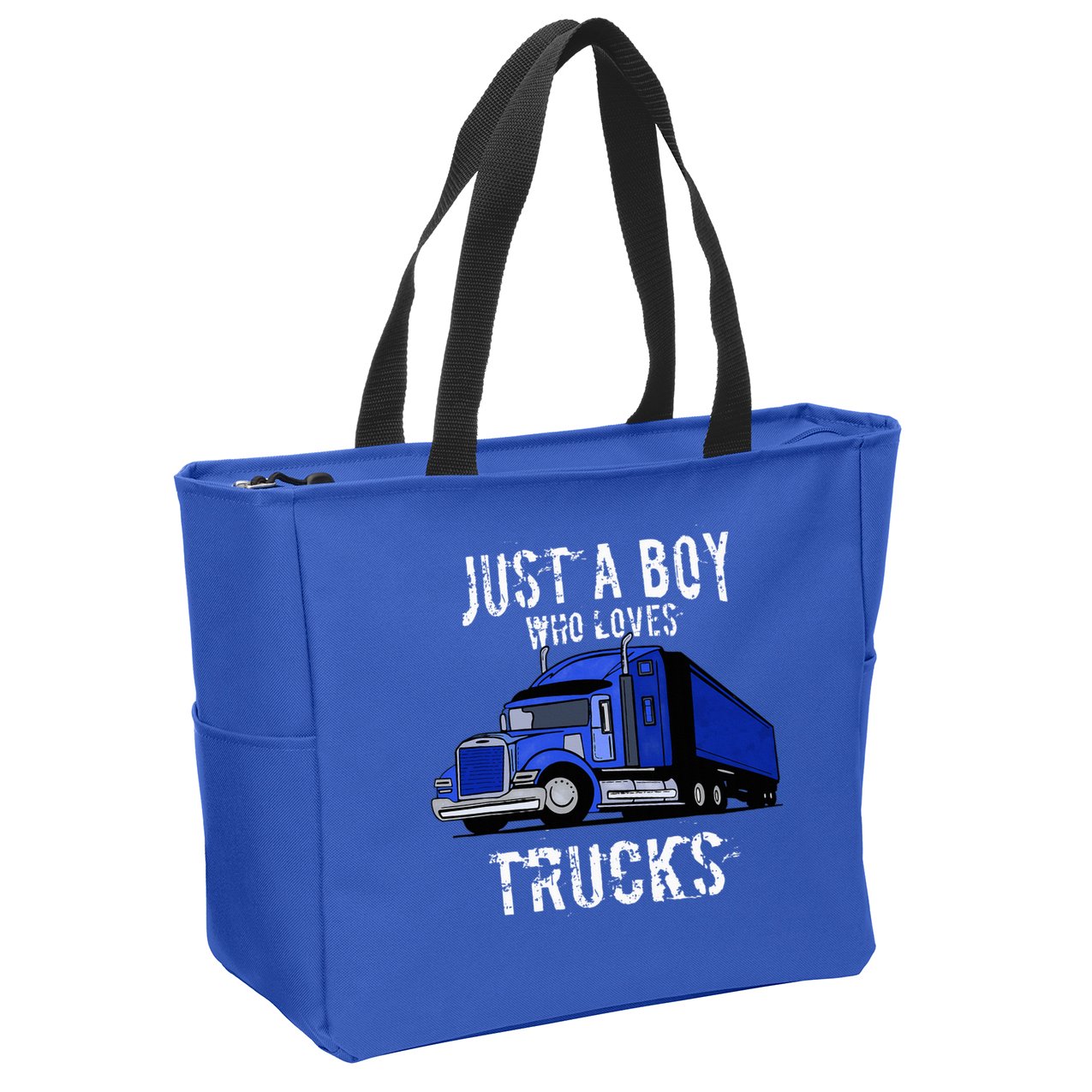 Semi Truck Gift Just A Boy Who Loves Trucks Zip Tote Bag