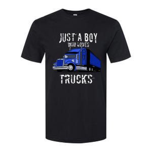 Semi Truck Gift Just A Boy Who Loves Trucks Softstyle CVC T-Shirt