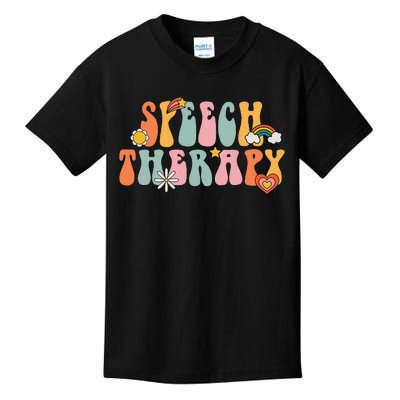 Speech Therapy Groovy Retro Vintage Cute Kids T-Shirt