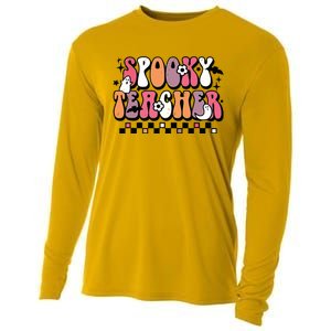 Spooky Teacher Groovy Trick Or Teach Halloween Teacher Gifts Cooling Performance Long Sleeve Crew