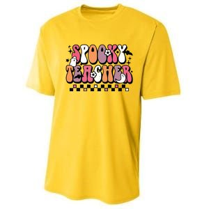 Spooky Teacher Groovy Trick Or Teach Halloween Teacher Gifts Performance Sprint T-Shirt