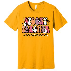 Spooky Teacher Groovy Trick Or Teach Halloween Teacher Gifts Premium T-Shirt