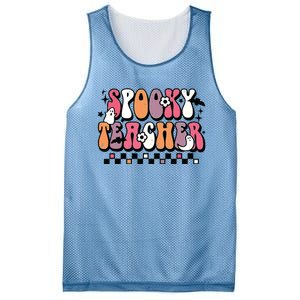 Spooky Teacher Groovy Trick Or Teach Halloween Teacher Gifts Mesh Reversible Basketball Jersey Tank