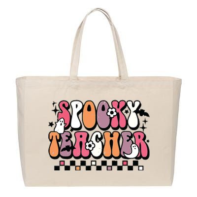 Spooky Teacher Groovy Trick Or Teach Halloween Teacher Gifts Cotton Canvas Jumbo Tote