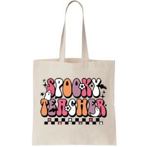 Spooky Teacher Groovy Trick Or Teach Halloween Teacher Gifts Tote Bag