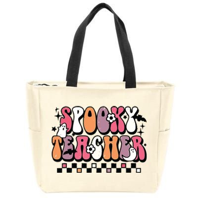 Spooky Teacher Groovy Trick Or Teach Halloween Teacher Gifts Zip Tote Bag