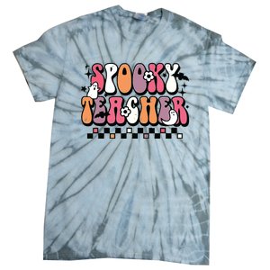 Spooky Teacher Groovy Trick Or Teach Halloween Teacher Gifts Tie-Dye T-Shirt