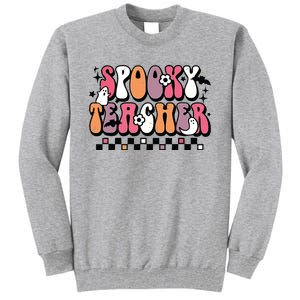 Spooky Teacher Groovy Trick Or Teach Halloween Teacher Gifts Tall Sweatshirt