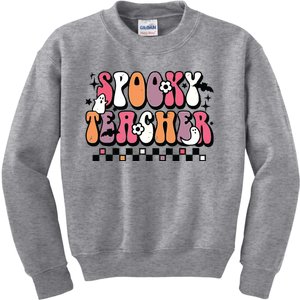 Spooky Teacher Groovy Trick Or Teach Halloween Teacher Gifts Kids Sweatshirt