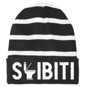 Skibiti Toilet Gen Alpha Slang Meme Skibiti Ohio Rizzler Striped Beanie with Solid Band