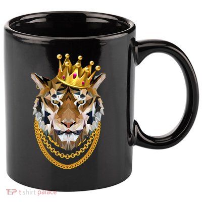Siberian Tiger Gangster Golden Crown King Chain Gift 11oz C Handle Ceramic Mug