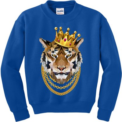 Siberian Tiger Gangster Golden Crown King Chain Gift Kids Sweatshirt