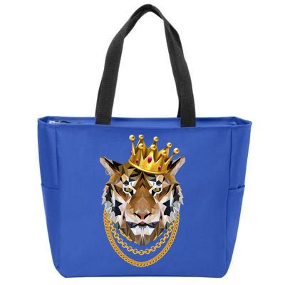 Siberian Tiger Gangster Golden Crown King Chain Gift Zip Tote Bag