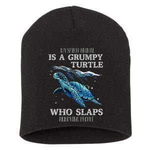 Sea Turtle Gifts For Her My Spirit Animal Is A Grumpy Turtle Short Acrylic Beanie