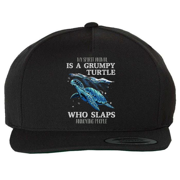 Sea Turtle Gifts For Her My Spirit Animal Is A Grumpy Turtle Wool Snapback Cap