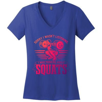 Strength Training Gym Powerlifting Squats Cool Gift Women's V-Neck T-Shirt