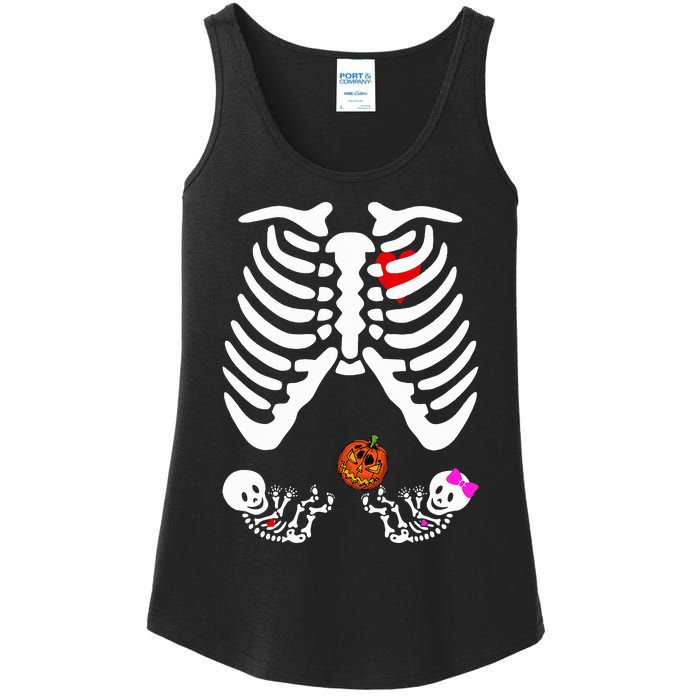 Skeleton Twins Girl Boy Pregnancy Halloween Costume Ladies Essential Tank