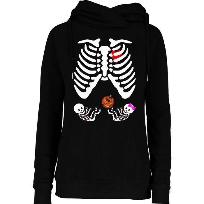 Skeleton Twins Girl Boy Pregnancy Halloween Costume Womens Funnel Neck Pullover Hood